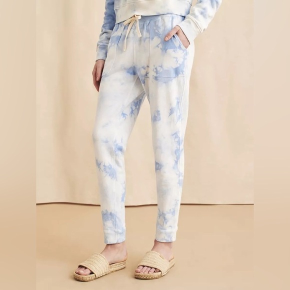 FAHERTY Bells Tie Dye Jogger Lounge Sweatpants in Light Sky Blue - Picture 1 of 2